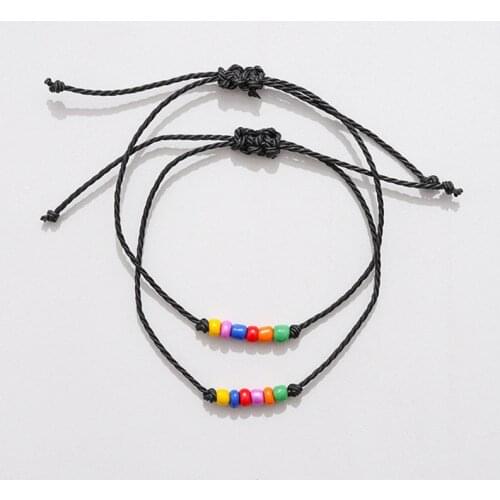 2 Pcs/set Mixed Glass Rainbow Bracelet Fashion Rainbow Style Charm Bracelets Friendship Beaded Bracelet for Women Jewelry Gift