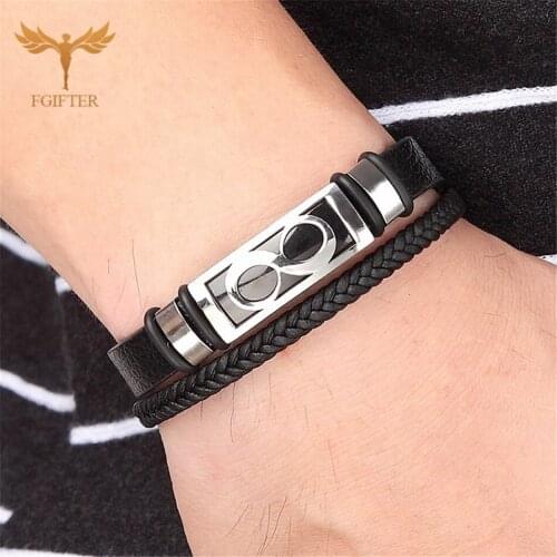 2021 Mens Infinity 8 Stainless Steel Accessories Leather Bracelet Couple Wristband Braided Bracelet Cuff Lucky Jewelry