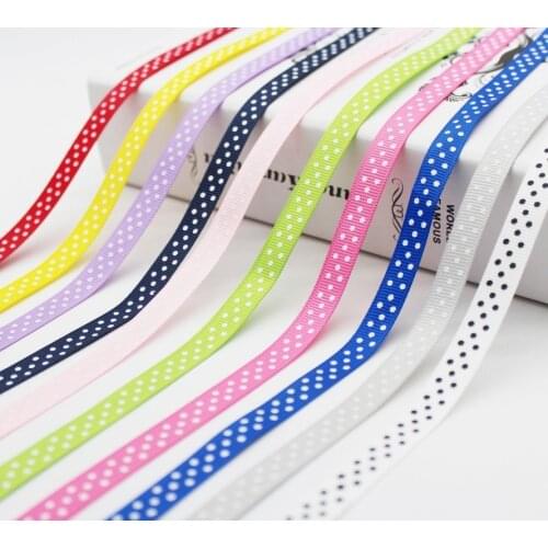 22M/Roll Polka Dots Printed Grosgrain Ribbons Wedding Festival Party Decoration Bow Craft Card Gifts Wrapping Supplies 10mm