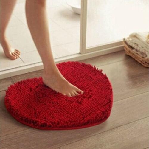 26*37cm Love Heart Shaped Doormat Non-Slip Soft Microfiber Fluffy Bathroom Floor Area Rug For Bedroom Mat Carpets Living Room