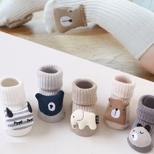 5 Pairs/lot 0-3 years old spring and autumn new three-dimensional cartoon doll baby socks boys and girls general cotton socks