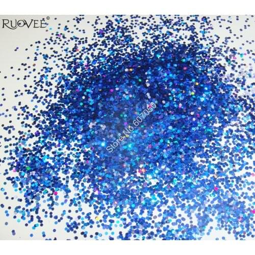 50g 1mm Laser Holographic Royal Blue Dazzling Hexagon Glitter Paillette Spangle Shape for nail gel polish acrylic nails