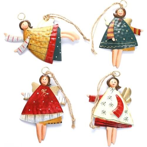Angel New Year Metal Christmas Ornaments Pendants Hanging Gifts Xmas Tree Decor