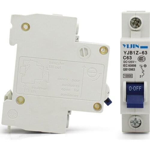 20PCS/LOT 1P 63A DC125V Circuit breaker MCB For PV Solar system CE YJBz1-63 Ship by Fedex OR DHL