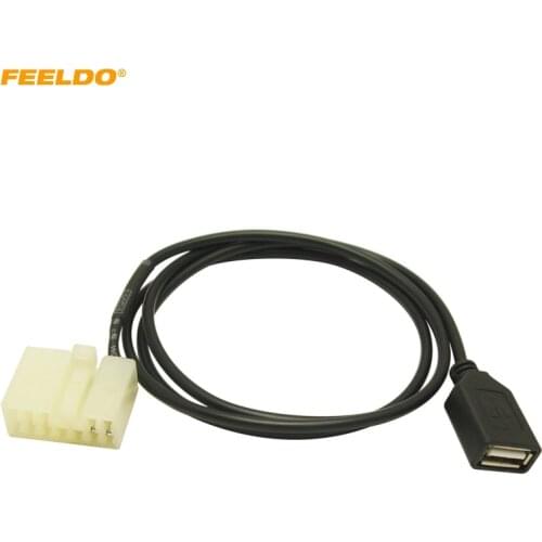 FEELDO Car Audio Female USB Cable Adapter Connector For BYD F3/F3R/F6/G3/G3R/G6/L3 CD Player USB Wire #HQ5664
