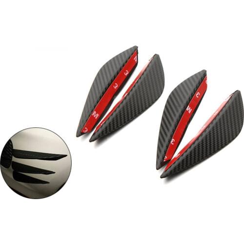 CHIZIYO 4Pcs/set Black Carbon Fiber Fit Front Bumper Lip Splitter Fin Air Knife Auto Body Kit Ventilation Board
