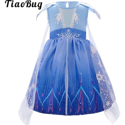 Baby Girls Princess Costumes Dress Up Halloween Birthday Fancy Party Dresses Stage Performance Dance Costume Blue