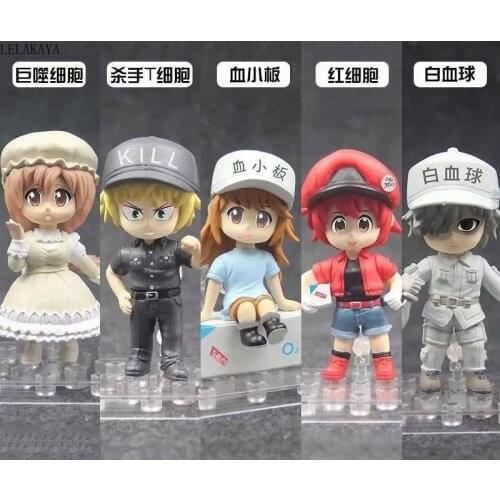 5pcs/set Mini Creative Cells At Work Platelet Red Blood Cells Q Ver Model PVC Decoration Macrophages Anime Action Figure Doll