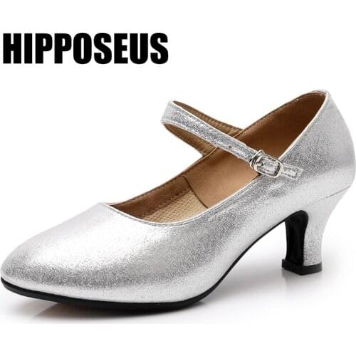 HIPPOSEUS Latin Dance-Shoes Girls Modern Tango Dance Shoes Ladies Women Ballroom Dancing Shoes High Heel Soft Dance Shoes Black