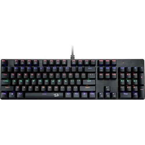 K-100 Mechanical Gaming Keyboard , Metal Panel Rainbow LED Backlit Outemu Blue Switch Clicky 104 Keys US Layout Keyboard