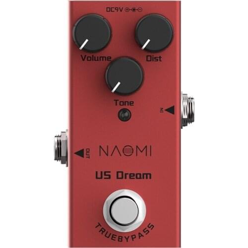 NAOMI Mini Single Distortion Pedal for Electric Guitar US Dream DC 9V True Byp NEP -04