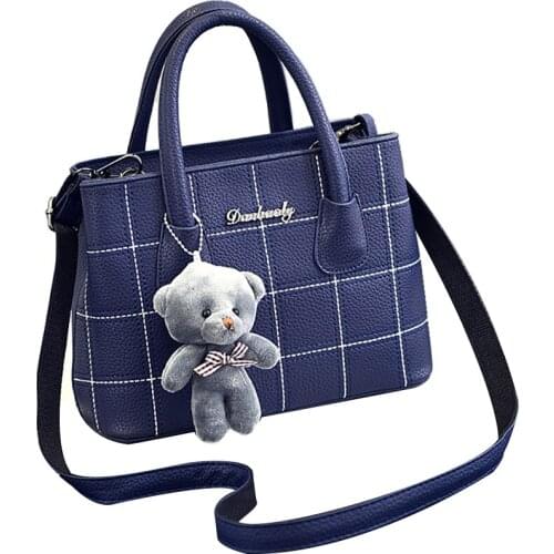 GuunG Fashion Bear Pendant ladies cross body handbags leisure pu leather bag woman Model clk-w154 blue New pattern summer bag