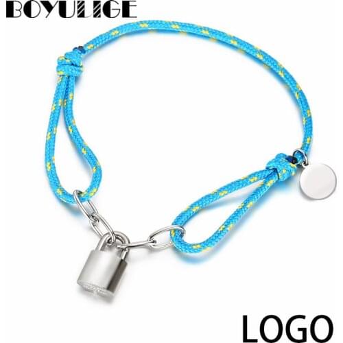 BOYULIGE New Classic Fashion Braided Rope Bracelet Lock Popular Element Couple Bracelets For Men And Women Charm Jewelry Gifts