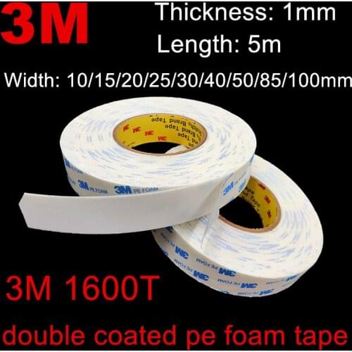 5Meters/Roll 3M Strong Mounting Tape Double Sided Sticker Foam Pad Adhesive Tape White Thickness 1mm