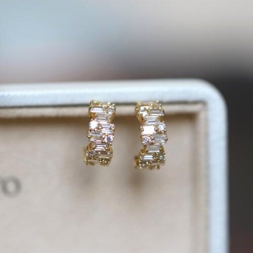 Luxury Female Crystal Small Zircon Stone Earrings Real 925 Sterling Silver Gold Stud Earrings For Women Vintage Wedding Earrings