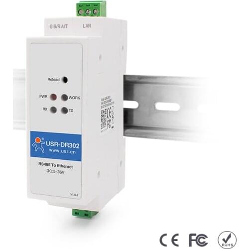 RS485 Serial to Ethernet Converter support Modbus RTU to TCP IP Server Industrial Module Din Rail RJ45 Data Transmission