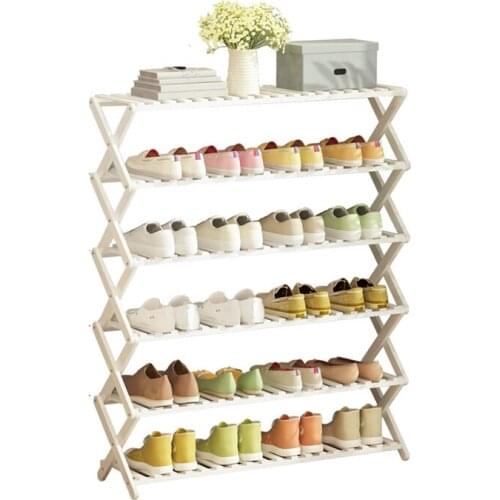 Folding shoe rack simple doorway economic solid wood shoe cabinet storage multi-layer dust-proof installation free