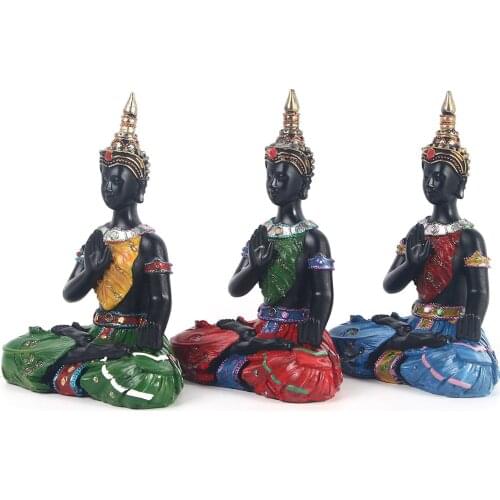 Buddha Statue Thailand Buddha Sculpture Resin Hand Made Buddhism Hindu Fengshui Figurine Meditation Home Decor