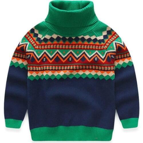 2021 Cold Winter Warm 3-10 12 Years Old Teenage Christmas Gift Thickening High Neck Knitted Baby Kids Turtleneck Sweater For Boy