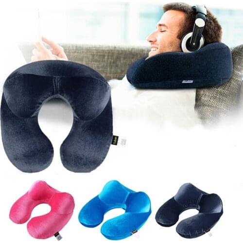 U Shape Travel Pillow for Airplane Inflatable Neck Office Pillow Travel Accessories Comfortable Pillows for Sleep Home 3 Colors