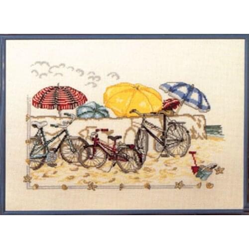 -Bicycle on the beach 43-33 Cross Stitch Set Cross-stitch Kit Embroidery Needlework Craft Packages Cotton Fabric Floss