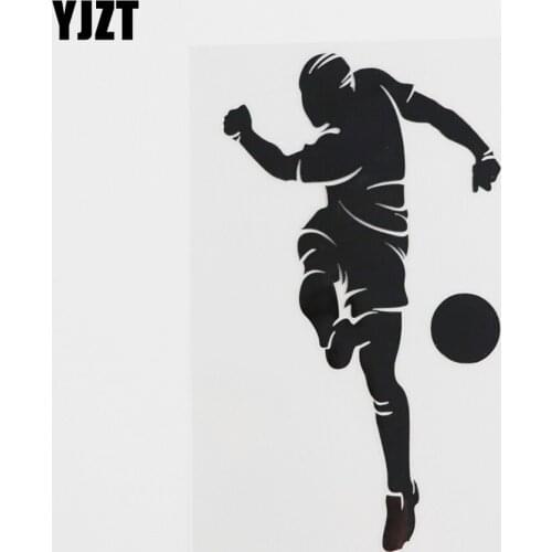YJZT 8.5CMX15.4CM Cool Football Striker Sports Vinyl Car Sticker Black/Silver 8A-0380