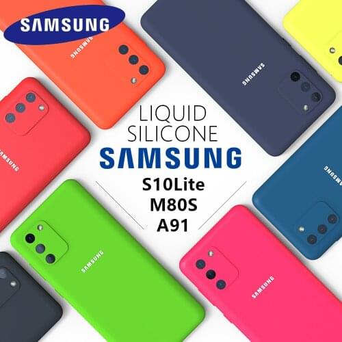 Samsung Galaxy A91 liquid silicone protective case solid color protective Cover soft touch protective case Galaxy m80s / s10lite