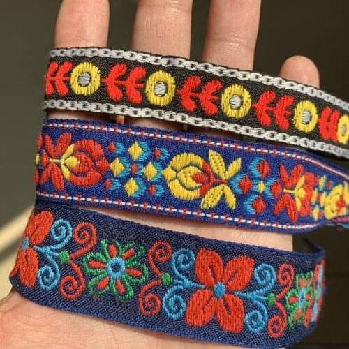 ZERZEEMOOY 1 INCH 19mm 25mm 28mm 5yard/pack Vintage Colored Flowers Manual Jacquard Ribbon Lace MJZD19120309