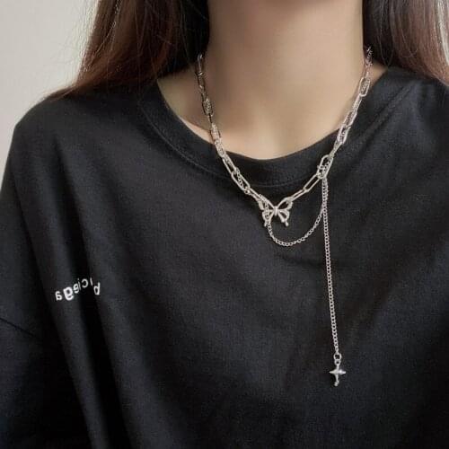 Butterfly necklace female ins niche design double layer collarbone chain personality necklace tide accessory