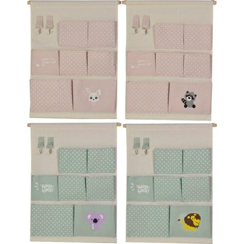 1pc Home Canvas Storage bag Creative Wardrobe Hang Bag Wall Pouch Cosmetic Key Organize Pockets stationery Contain Durable