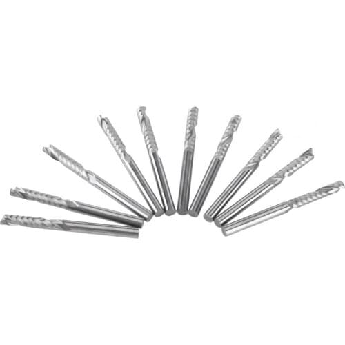 10pcs CNC Milling Bit 4mm Shank Tungsten Carbide End Mill Single Flute Milling Cutter Router Bits For Metal Plastic Wood