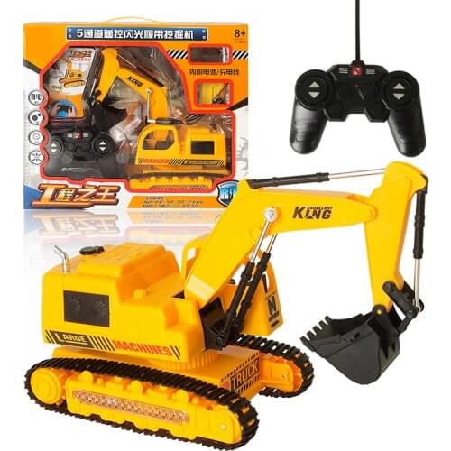 2.4G Five-Way Alloy Excavator 1:24 Wireless Remote Control Truck Beach Toy RC Car Model Engineering Tractor Toy