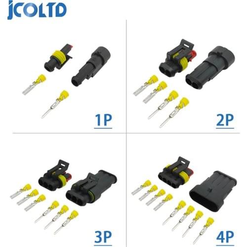 2/5sets Kit 1/2/3/4 Pins Way AMP Super Seal Waterproof Electrical Wire Connector Plug For Car