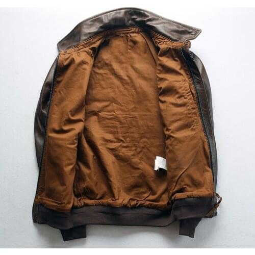 2020 Brown Men World War II Air Force Pilot Jacket Plus Size XXXXL Genuine Cowhide American Style Aviator Leather Coat