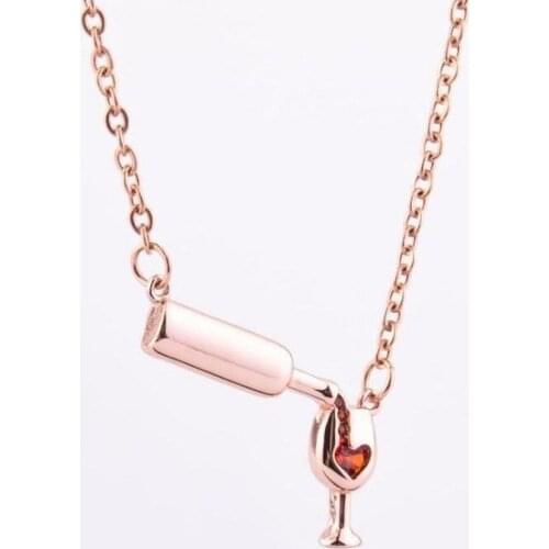 2020 Wholesale European and American Hot Selling Sweater Chain Ladies Love Red Wine Bottle Cup Necklace Creative Ornaments