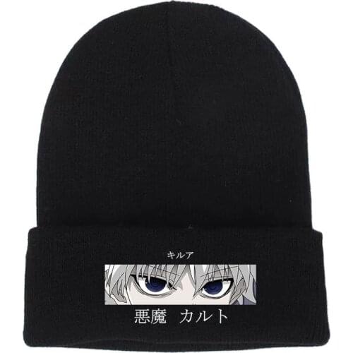 2021 Hunter X Hunter Hat Embroidered Winter Hat Cotton Knit Hat Skullies Beanie Hats Anime Japan Outdoor Sport Bonnet gorro