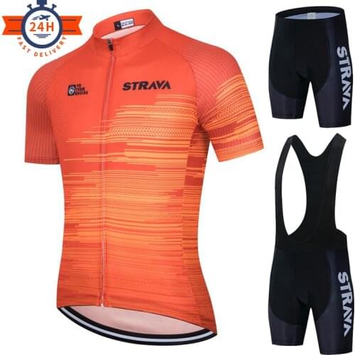 2021 New STRAVA Cycling Jersey Set Road Mountain Bike Cycling Clothing set MTB Bicycle Sportswear Suit Cycling Team Clothes Set