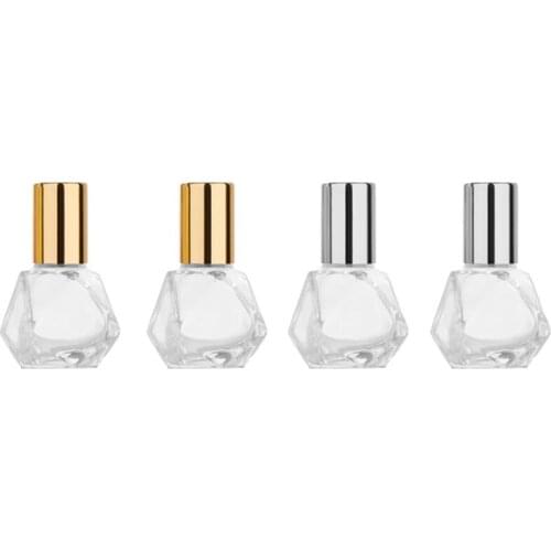 4 pcs/lot 8ml Mini Pentagram Frosted Glass Essential Oil Roller Bottles with Metal Ball Perfumes Balms Sample Roller Bottles