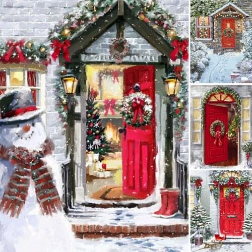 5D DIY Diamond Painting Christmas Door Full Square Diamond Kit Embroidery Mosaic Cross Stitch Wall Sticker Gift Home Decoration