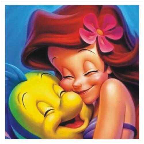 5D DIY Cartoon Character Diamond Painting Girl and Animal Cross Mosaic Square Diamond Painting Home Decoration Gift D069