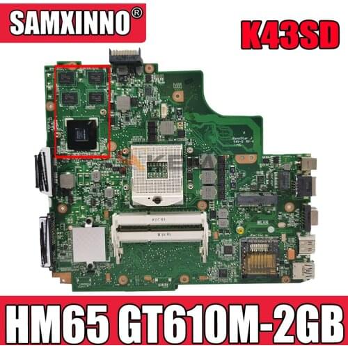 Akemy K43SD Laptop motherboard for ASUS K43SD K43S original mainboard HM65 GT610M-2GB