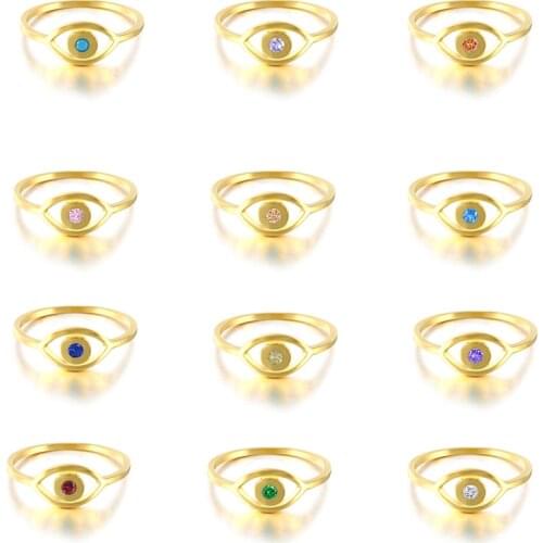 Canner 925 Sterling Silver Anillos Evil Eye Zircon Finger Ring For Women 7mm Colored Zircon Rings 2021 Fashion Jewelry Gift