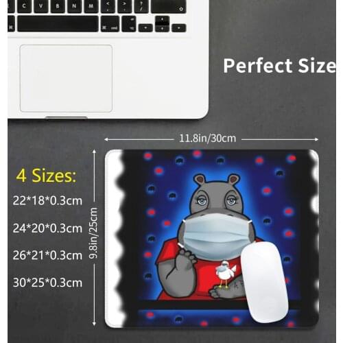 Safety Hippoed Up To Save Lives Mouse Pad DIY Print Hippo Hippopotamus Hippos Stay Home 2021