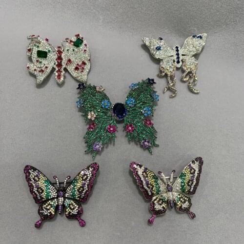 Butterfly brooch pins copper with cubic zircon multi color romantic cute fashion women jewelry free shipping insect brooch