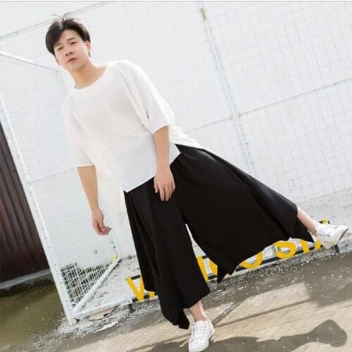 Summer Dark Japanese Super Wide Leg Pants Flare Pants Tide Mens Skirt Pants Nine Pants Casual Hip Hop Retro