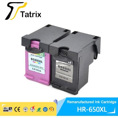 Tatrix 650XL Premium Remanufactured Color Inkjet hp 650XL Ink Cartridge for HP Ink Advantage 650 Deskjet 1015 4645 Printer