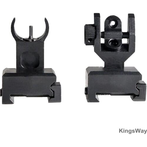 Black Tactical Flip Up Mil Spec Iron Sights Front Rear Sight Mounts Set For Hunting