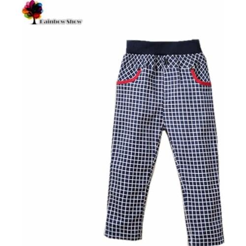 New Children Clothing Autumn Spring Boys Girls Fashion Classical Plaid Casual Cotton Calf-length Kids Pants