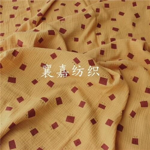 Cartoon Printed Seersucker Infant Double Layer Gauze Fabric