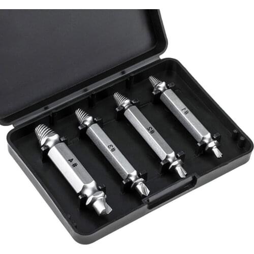Double Side Drill Out Damaged Screw Extractor Out Remover Handymen Broken Bolt Stud Removal Tool Kit 4pc
